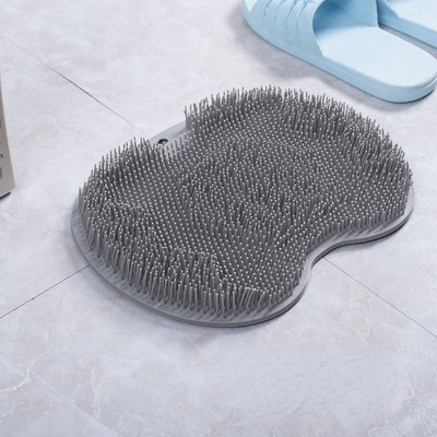 Silikone fodmassage børste brusebad massage badeværelse skridsikker bademåtte fod anti-skrid måtte scrubber: Grå 23 x 30cm