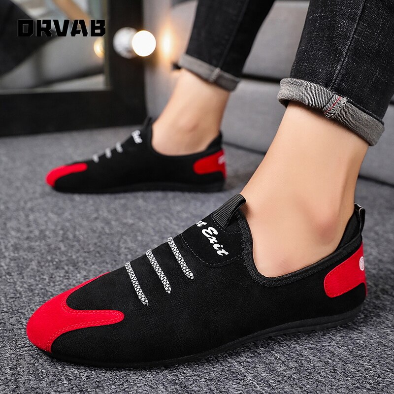 Mocassins de conduite pour hommes, chaussures à la , couleurs mixtes noir et rouge, baskets souples et confortables, mocassins d'été,