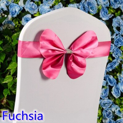 14 farger spandex stol sash bryllup mini stil sommerfugl sløyfe lycra bånd stretch sløyfe bånd for stoltrekk på: Fuchsia
