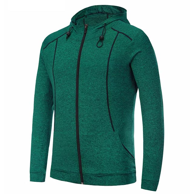 Løbejakker til mænd sport bodybuilding jogging fitness lange ærmer sportstøj hætte stramme fitness fodbold basketball jakker: Grøn / Xxl