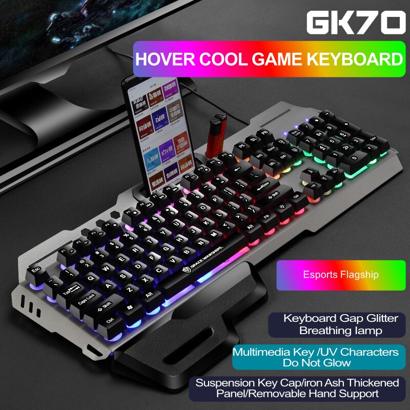 Gaming Keyboard Gamer Keyboard and Mouse Combos with Breathing Backlight USB Wired 104 Keycaps Ergonomic Keyboard for PC Laptop: SMT3C526Black2