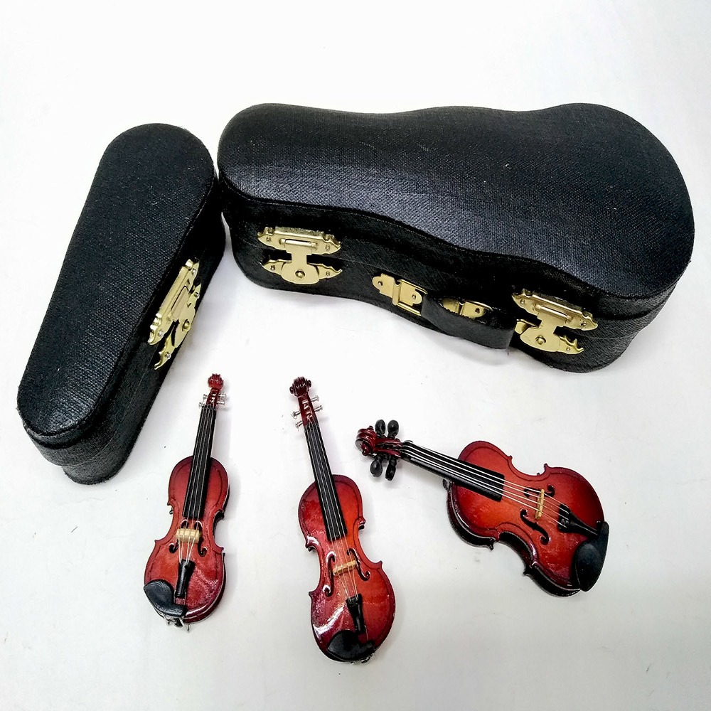 Collezione di strumenti musicali in legno da 20cm ornamenti decorativi mini violino caldo con supporto decorazione modello in miniatura