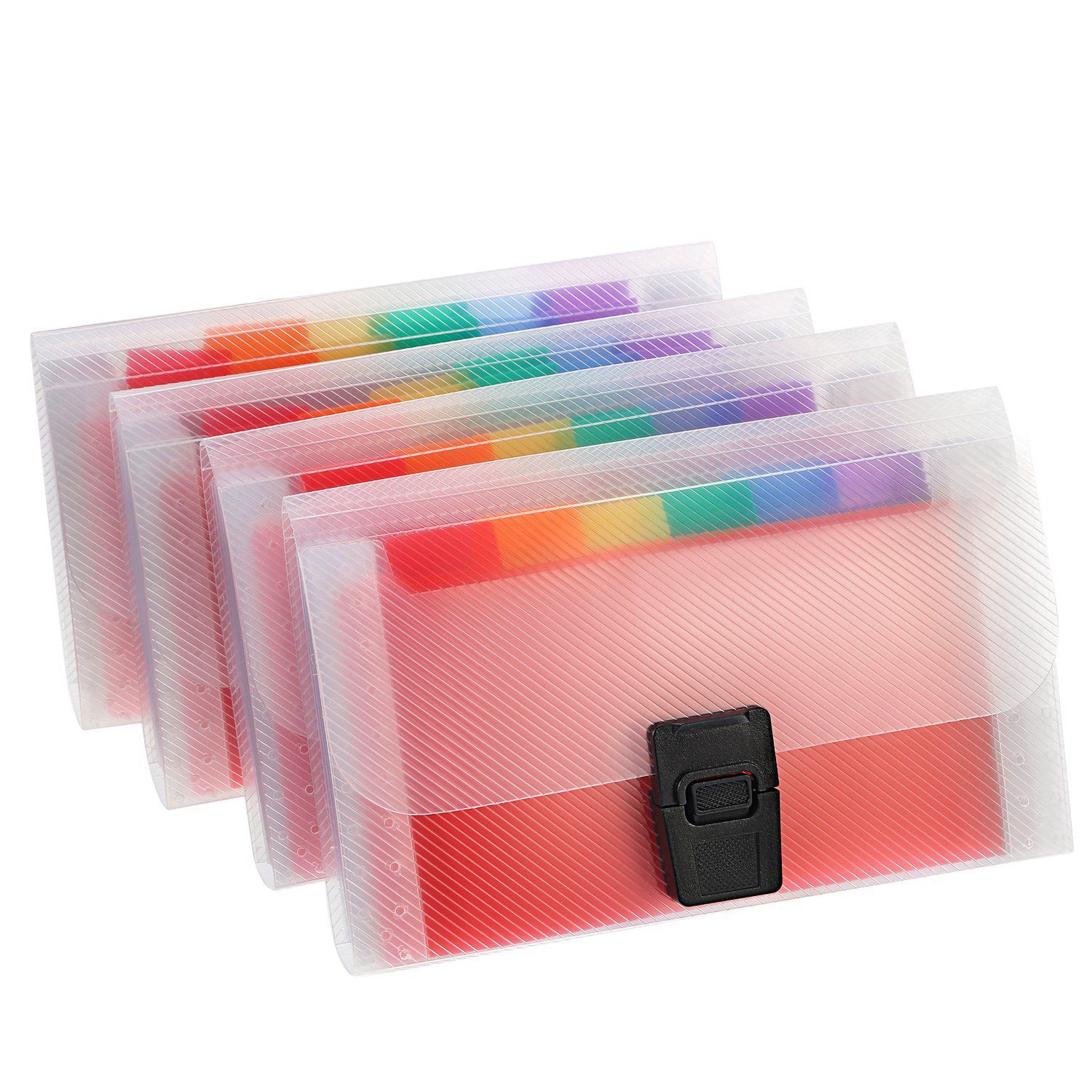 4 Pack Mini Document File A6 7.1 x 4.45 x 1.1 Inch Rainbow Expanding Folder 13 Pocket File Organizer 12 Labels Index: Default Title