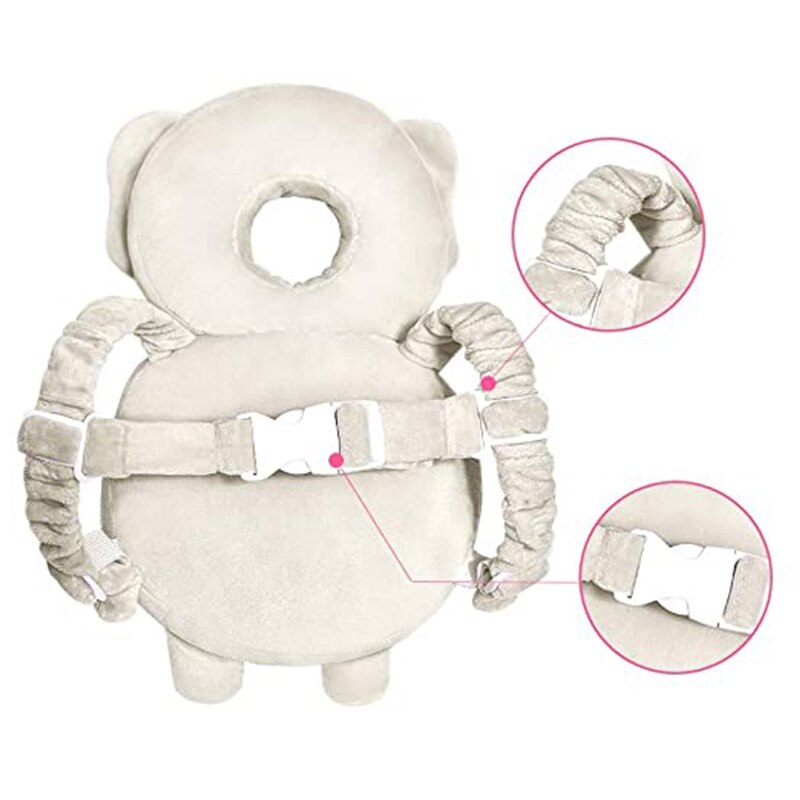 Baby Head Protector Toddlers Head Safety Pad Cushion Baby Back Protection Prevent Head and Shoulder Injured Gray