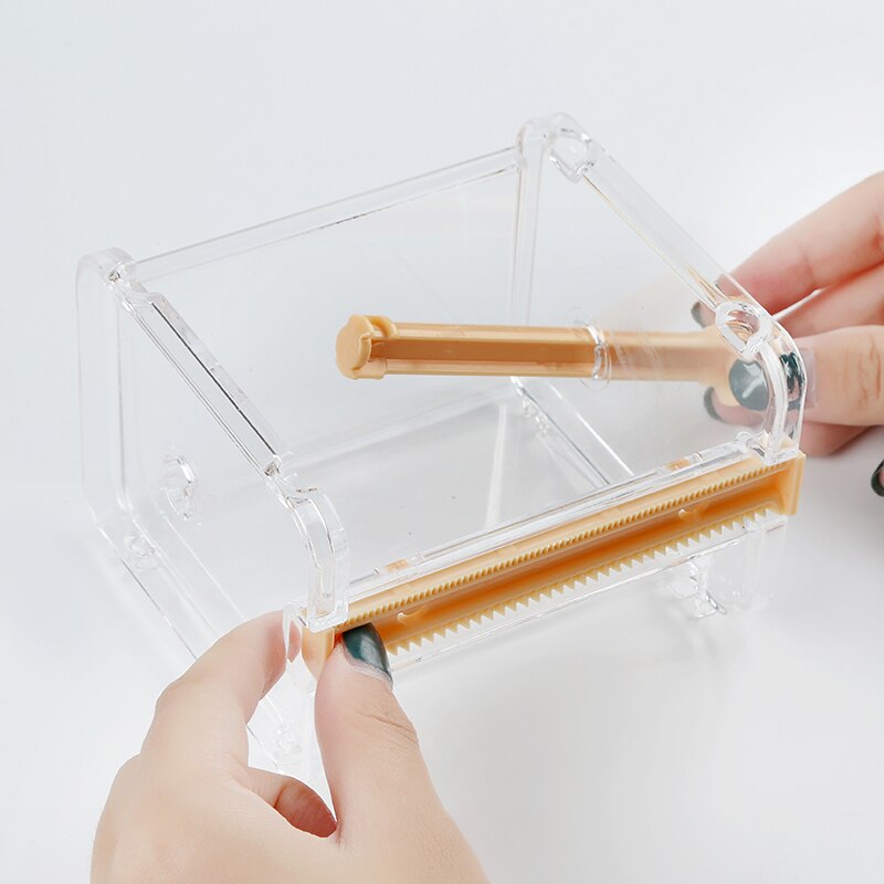Transparent Adhesive Tape Dispenser Japanese Stationery Masking Tape Cutter Washi Tape Storage Organizer School Supply