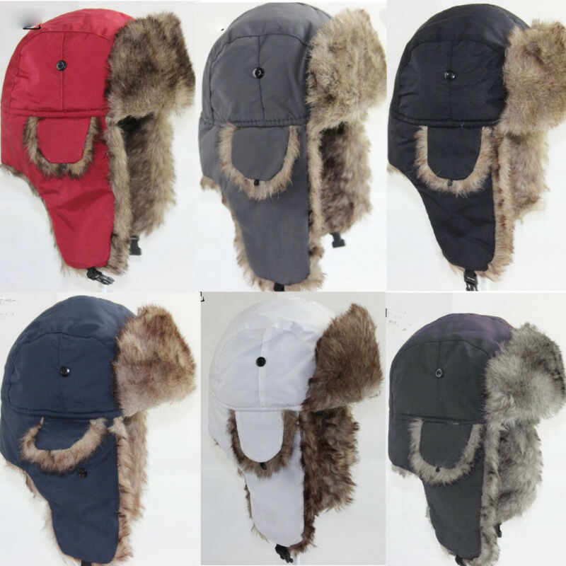 Brand Unisex Trapper Bomber Warm Russian Trooper EAR FLAPS Winter Ski Hat Men Women Cap Bomber Hats