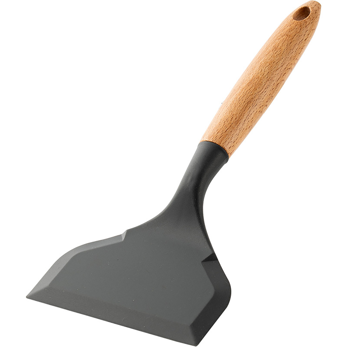 Espátula de silicona con mango de madera, espátula antiadherente de boca ancha para freír, termoestabilidad, herramienta de cocina, 1 ud.: Amarillo claro