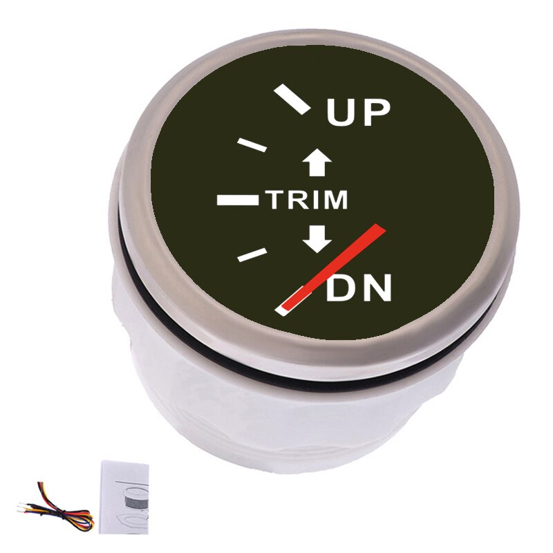 52mm båt marine påhengsmotor trim tilt måler vanntett  ip 67 up- dn trim måler for 0-190 ohm venstre side med bakgrunnsbelysning