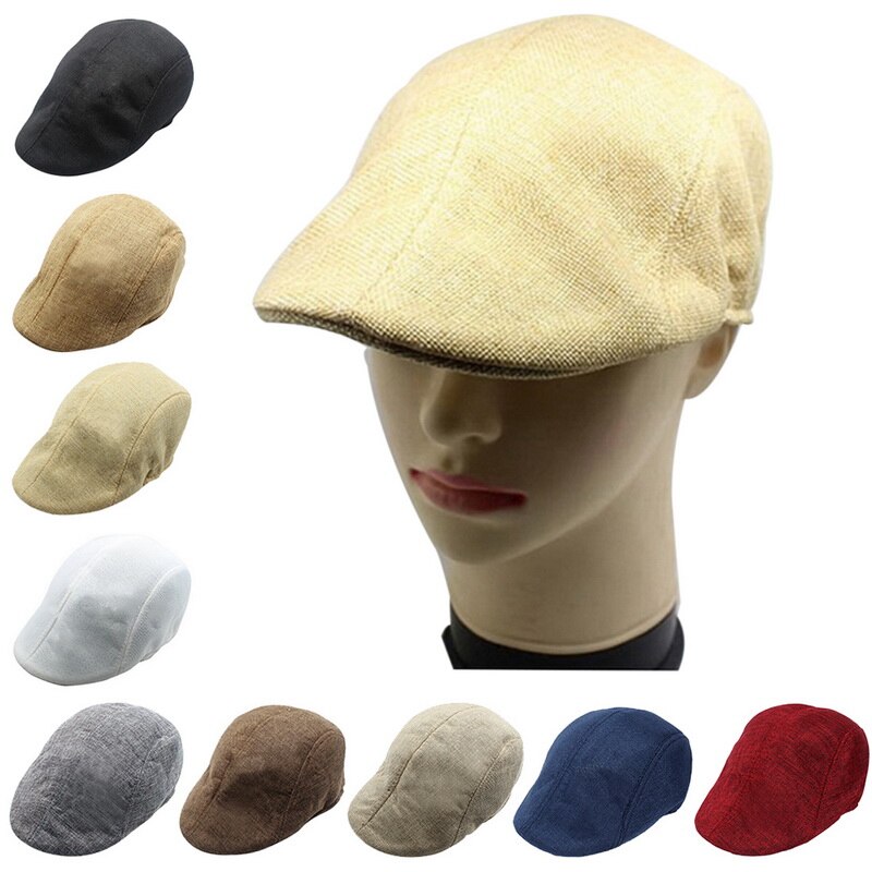 béret casquettes pour hommes femmes Vintage garçon casquette lin extérieur chapeaux soleil chapeau unisexe bec de canard casquettes décontracté