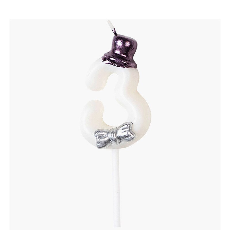 Bougie d'anniversaire numéro 0-9, 1 pièce, joyeux gâteau s pour fête, gâteau couronne/enfants, outils de décoration de mariage pour adultes: Top hat 3