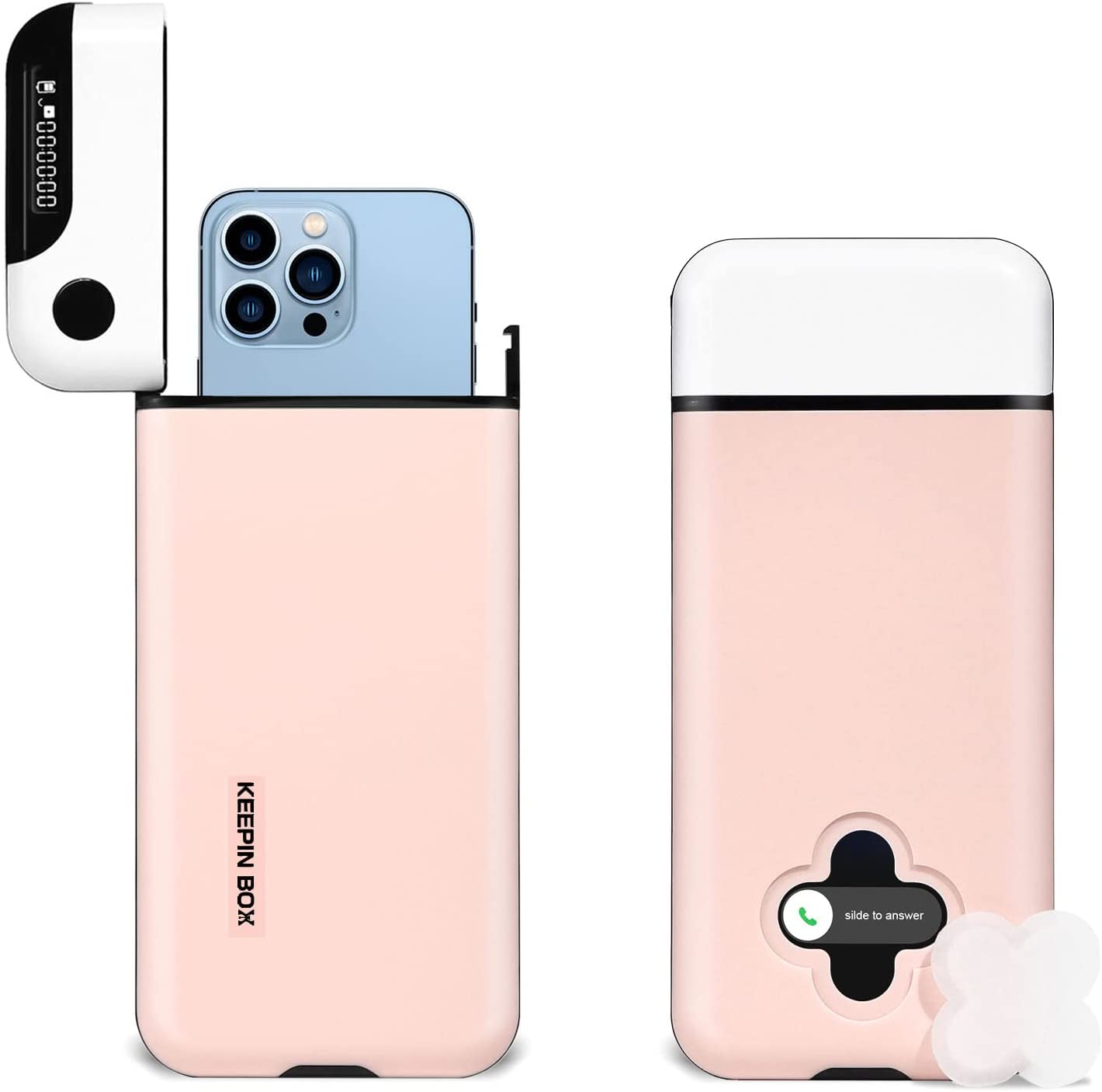 Caja de bloqueo de teléfono móvil con temporizador para iPhone y Android, ayuda a ser auto-manejado y enfocado, previene la intoxicación del teléfono: Rosa