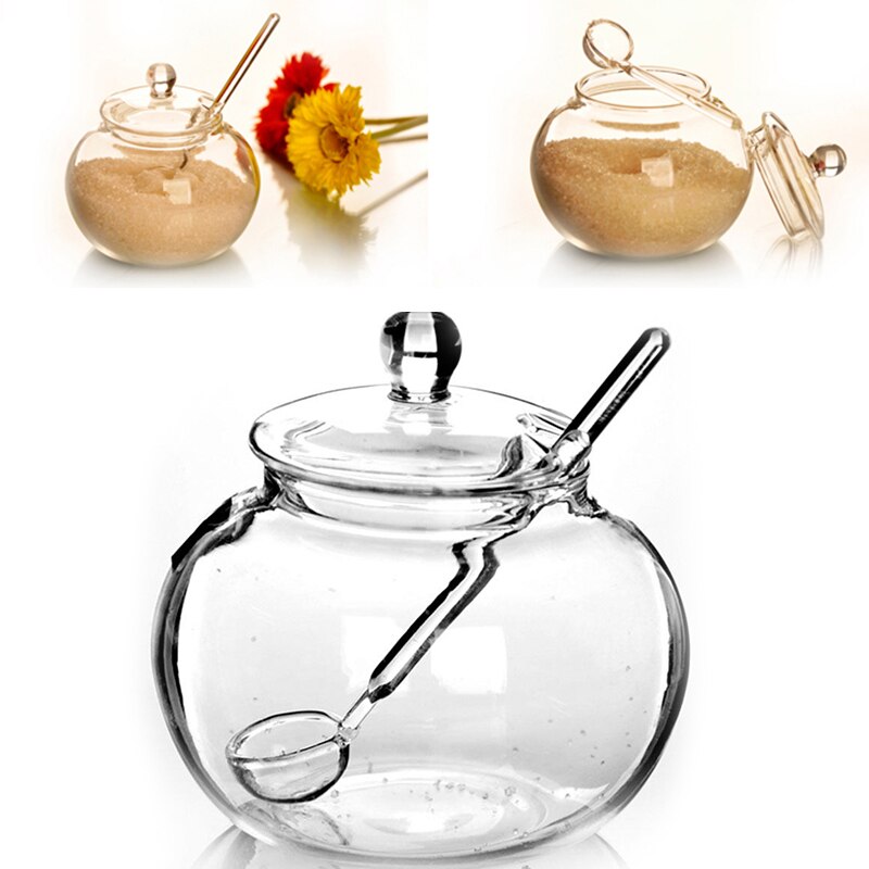 Huishoudelijke Transparant 250ml Glazen Pot Snoep Spice Organisator voor Kip Koken Suiker Kom Clear Candy Cilinder Jar Transparents