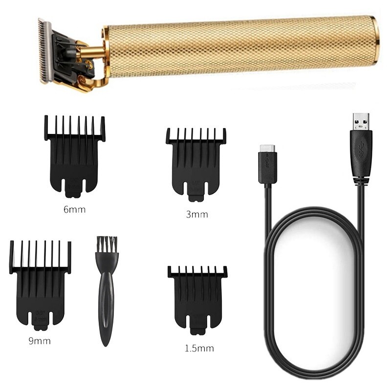 Män kraftfull trådlös efterbehandling hårtrimmer laddningsbar hårklippare skäggtrimmer usb hårskärmaskin