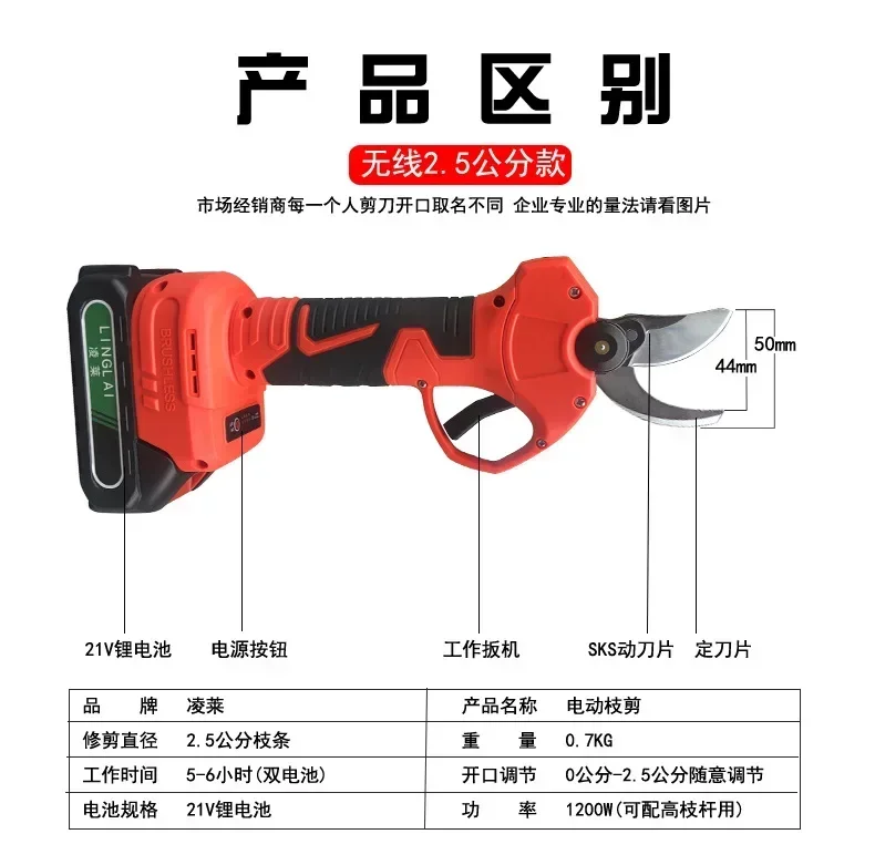Electric Pole Saw Cordless Tree Pruner Rechargeable High Reach Chainsaw Lithium Battery Powered: green