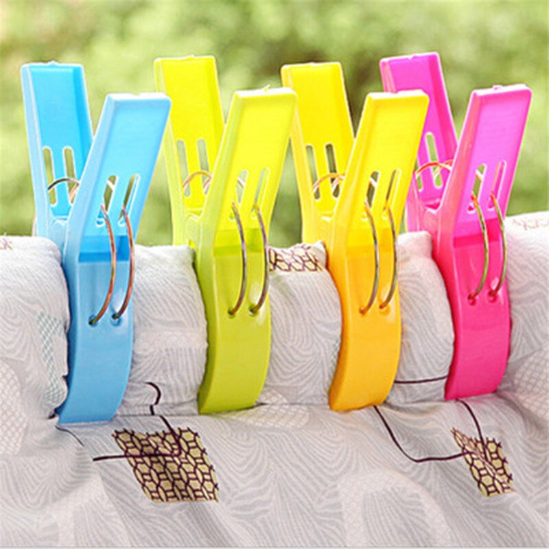 4/6pcs Laundry Plastic Clothes Hanger Clips Towel Clothes Pegs Clothespin Sheets Drying Sunbed Beach Accessories Portable