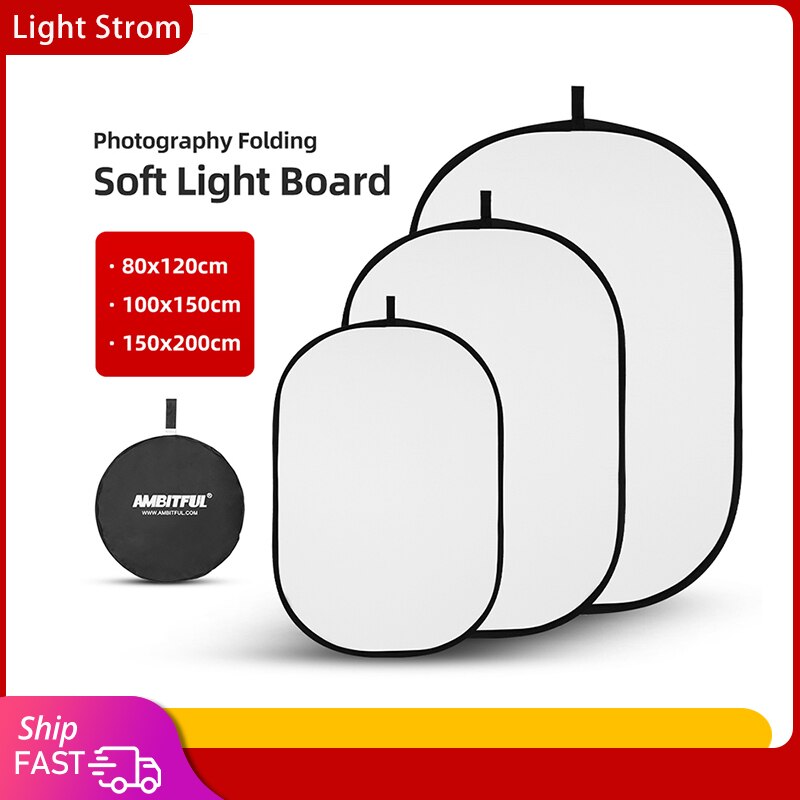 AMBITFUL 80x120cm 100x150cm 150 x 200cm Portable Oval Multi-Disc Transparent White Reflector Collapsible Studio Photo Diffuser
