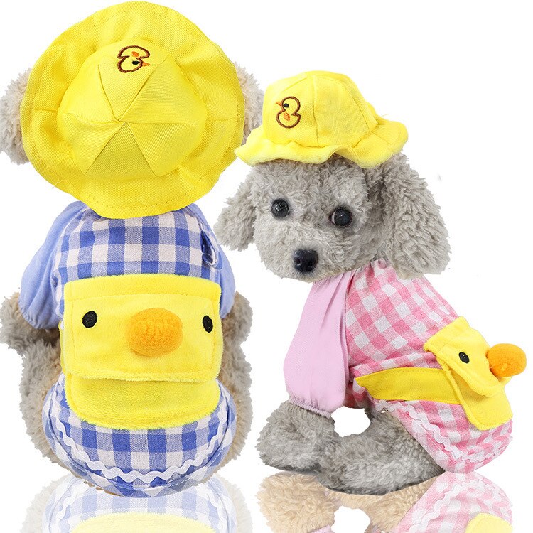 cute duck duck hat dog clothes cartoon backpack pet clothes small dog shirt chihuahua pet coat Yorkshire pet clothes