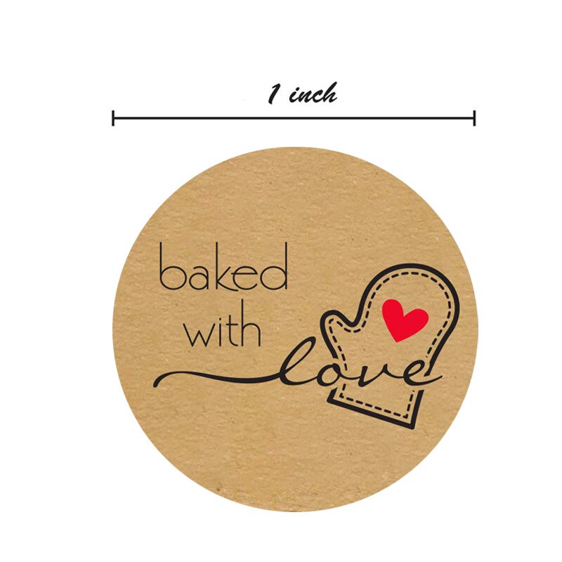 Round Natural Kraft Sticker Seal Labes 50Pcs/wad Hand Made with Love Sticker Paper Scrapbooking Stationery Sticker