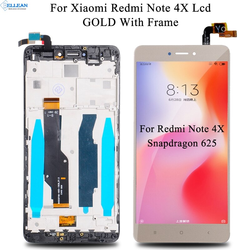 Dinamico Snapdragon 625 Voor Xiaomi Redmi Note 4X Lcd Touch Screen Digitizer Vergadering Global Note 4 Display Met Frame Gratis: Gold With Frame