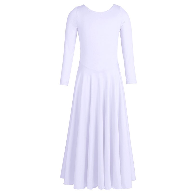iiniim Kids Girls Formal Ballet Tutu Dance Dress Gymnastics Leotard for Kids Praise Dance Costumes Modern Liturgical Dance Wear: white / 6 Years