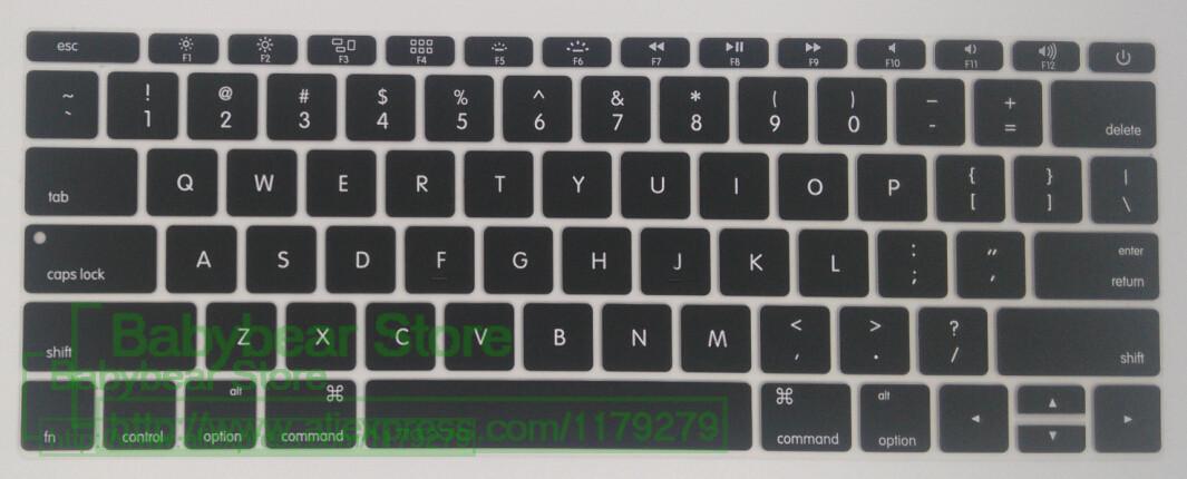 Til macbook 12 " usa ansi tastaturbeskytter engelsk tastaturcover til mac book retian 12 '' air 12 tommer: Sort