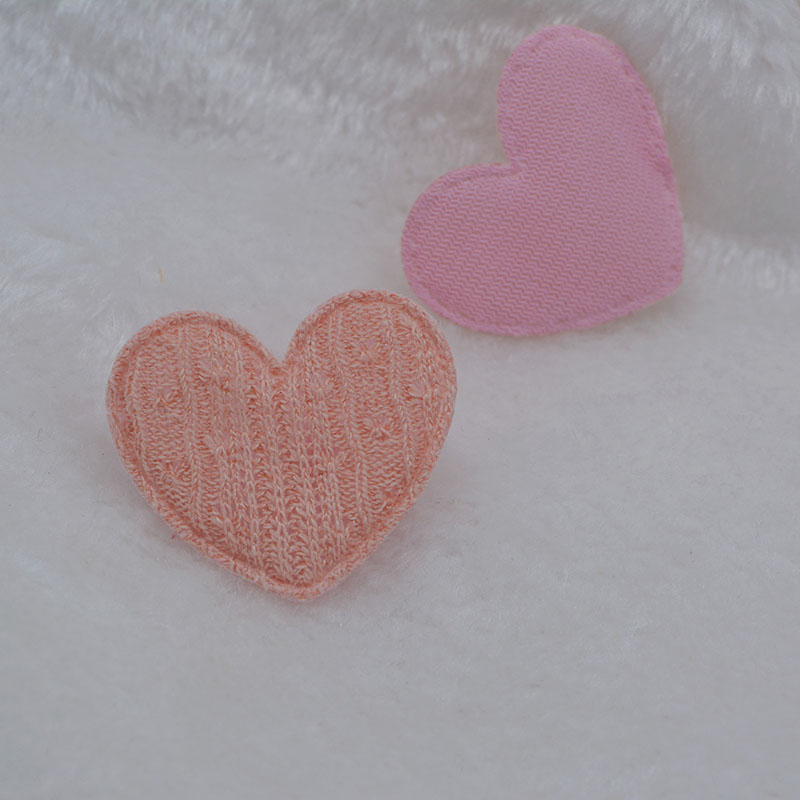 40Pcs/LOT 4.8*4.2CM Crochet Heart Padded Appliques For DIY Handmade Children Hair Clip Accessories Patches: Antique Zinc