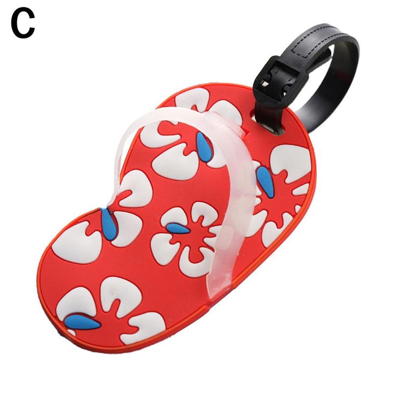 Persoonlijkheid slippers pvc zacht plastic bagagelabel vrouwen id adres houder bagage instapkaart draagbare labels: C