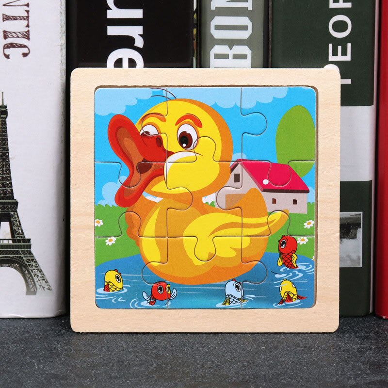 Baby Children Wooden Cartoon Animal Puzzles Attractive Early Learning Hand Puzzle Plate Educational Toys For Kids: Duck