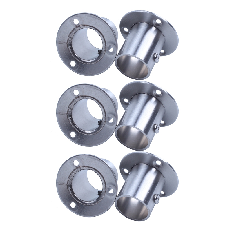 Wardrobe 25Mm Tube Stainless Steel Rail Rod End Support Bracket 6Pcs: Default Title