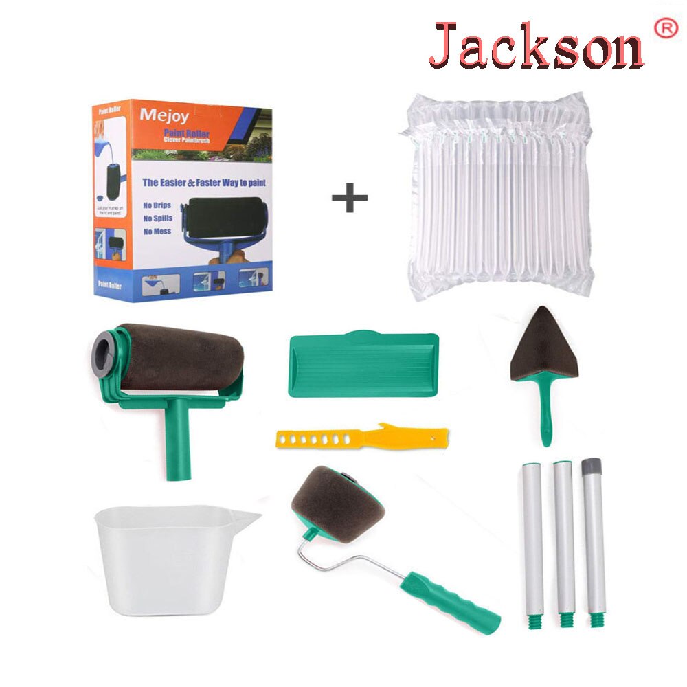 2 set Seamless Paint Runner Pro Roller Brush Handle Tool Flocked Edger Office Wall Painting Roller Paint Brush Set Paint Roller