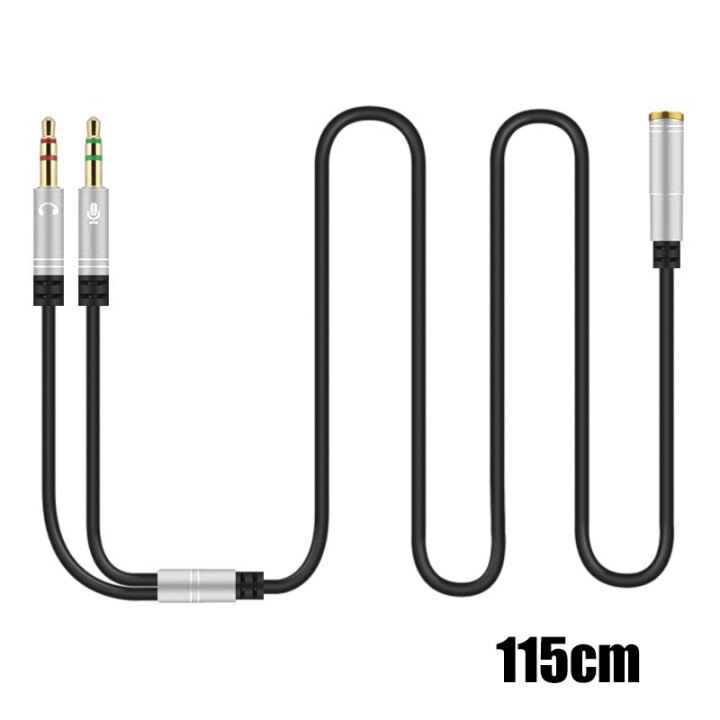 2in1 3.5Mm Stereo Audio Male Naar 2 Vrouwelijke Hoofdtelefoon Microfoon Y Splitter Audio Kabel Cord Wire Adapter Voor Pc notebook Laptop: Grey