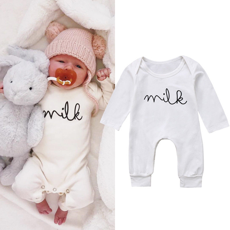 Baby Kid Newborn Boy Girl Romper Jumpsuit Top MILK Cotton Playsuit Clothes Outfit