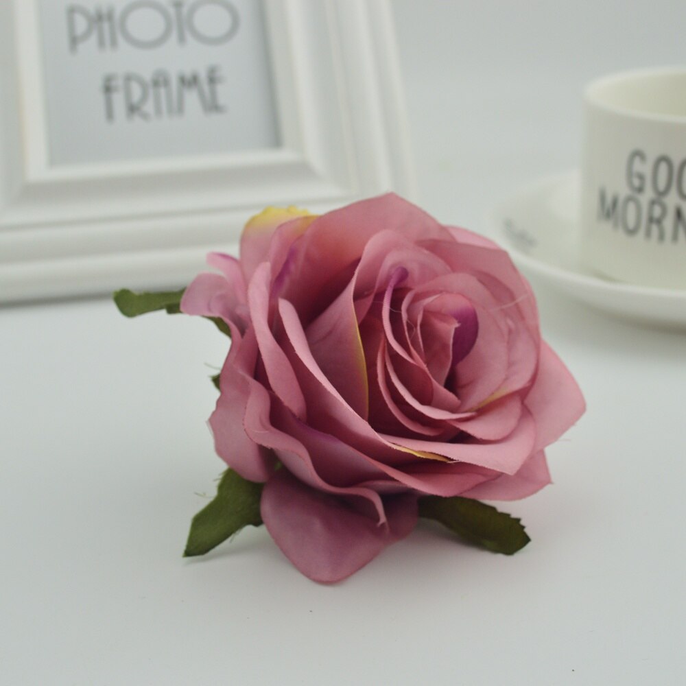 100 st silke plast rosor blommor vägg för vaser hem bröllop dekoration tillbehör billiga konstgjorda blommor för scrapbooking: Bönpasta