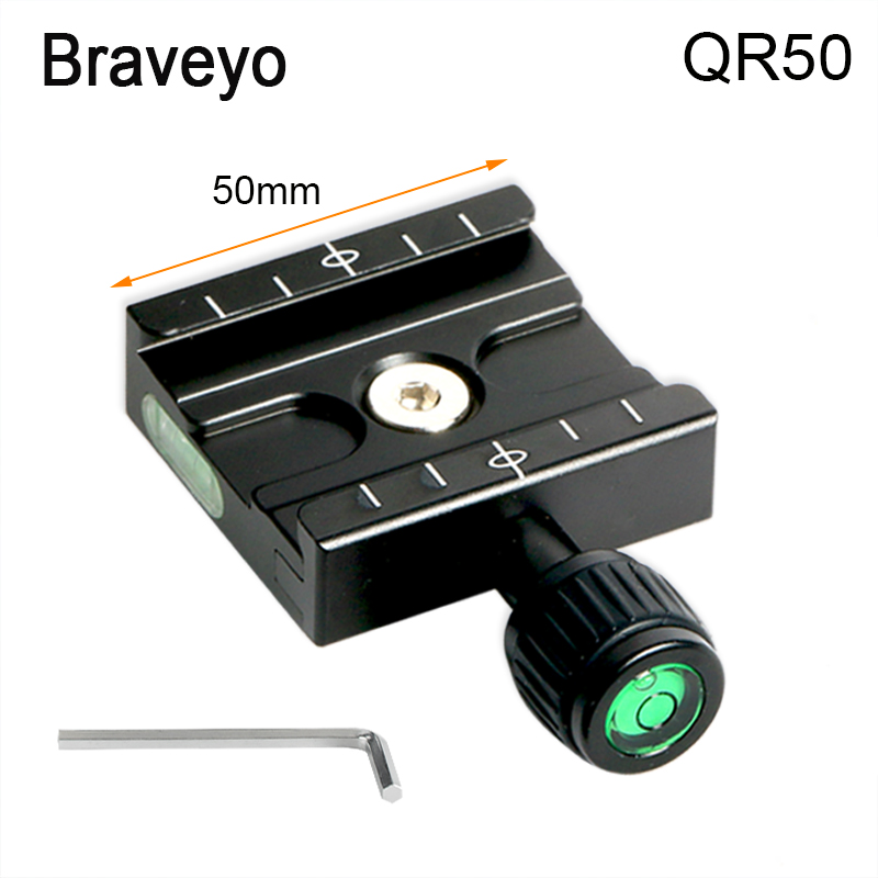 Camera Mounting Clamp QR50 Quick Release Plate Clip Aluminum With Horizontal Bubble For Arca Swiss Dslr Panoramic Tripod Head: QR50