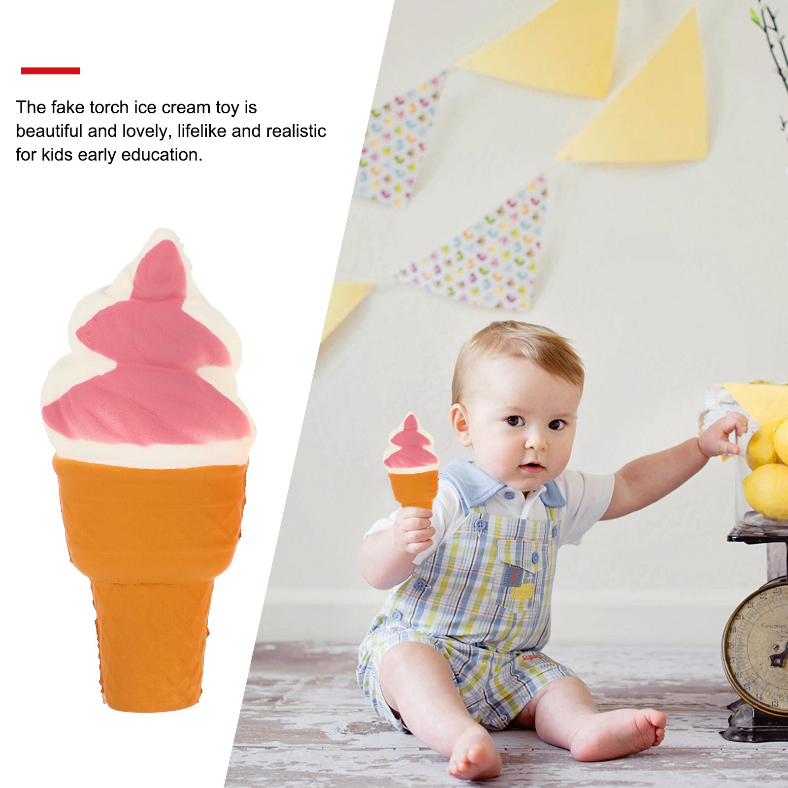 2pcs Simulation Slow Rising Torch Ice Cream Cone Prop Squeeze Ice Cream Toys