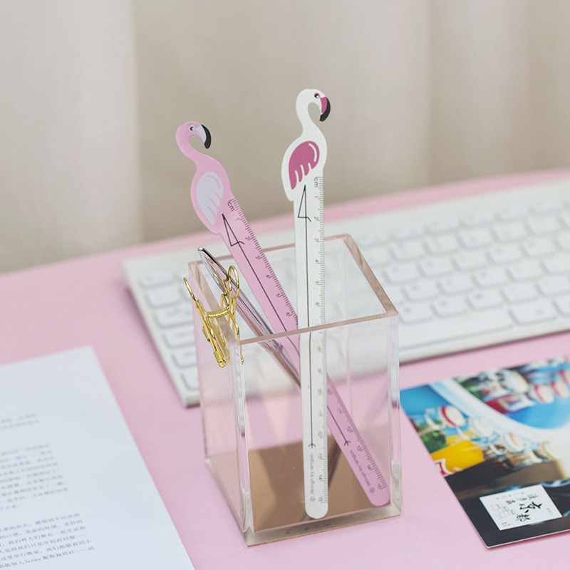 1pc 15cm smuk flamingo lineal kawaii papirvarer papeleria nyhed børn elev skole måling tegning forsyninger værktøj