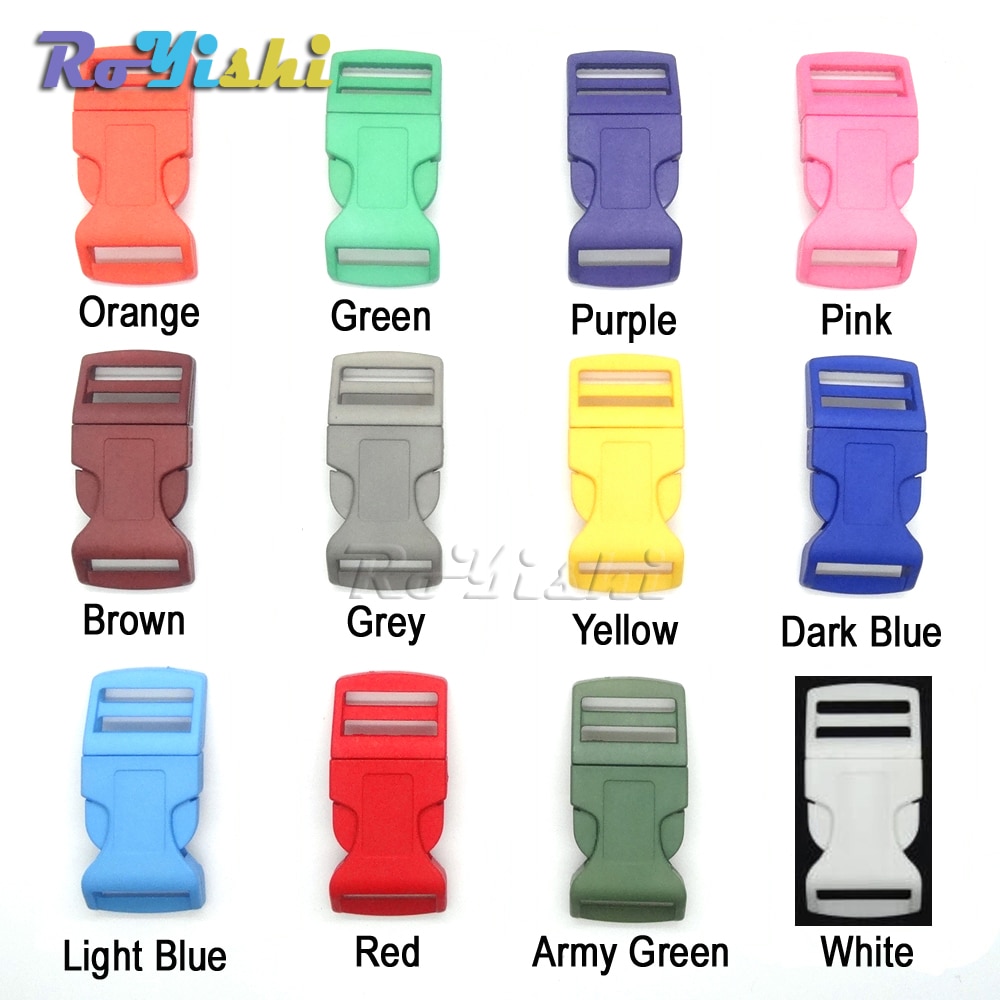 100pcs/pack 1"Mixed Color Plastic Curved Side Release Buckles Backpack Straps Webbing 26mm Hardware Accessories