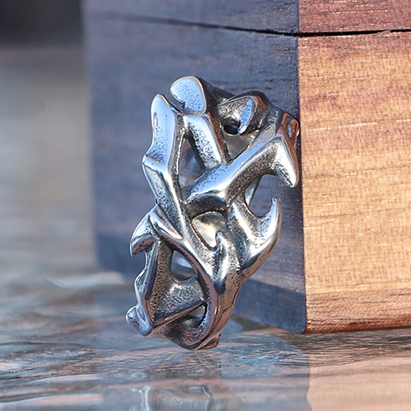 Vintage ▾ scava fuori design colonna vertebrale in acciaio inossidabile anello da uomo coppia anelli per uomo donna fresco nordico vichingo accessori gioielli
