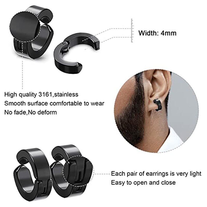 Boucles d'oreilles magnétiques Non perforées, 10 paires, en acier inoxydable, plumes croisées, charnière, Clips unisexe