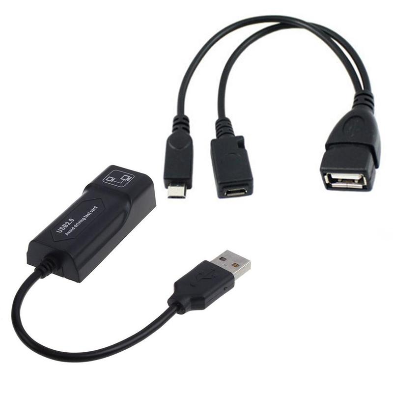 Hard Disk Data Cable MicroUSB Male to USB Female OTG Cable LAN Ethernet Adapter Support Automatic MDIX
