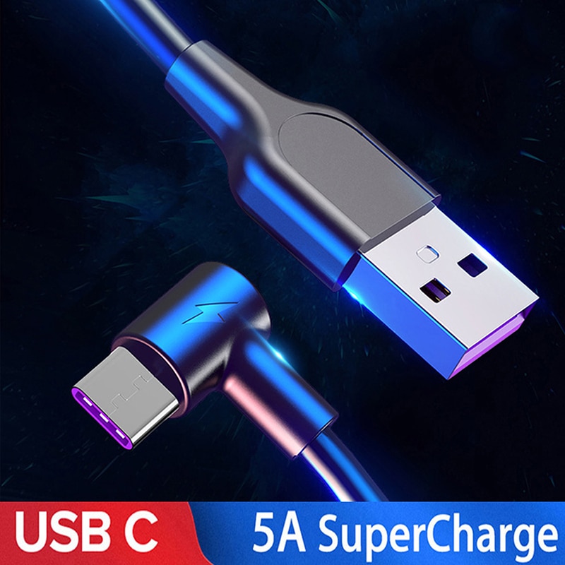 90 graden 5A Kabel Super Charge Usb C Opladen Cord Telefoon Oplader Kabel Usb Tipe C voor Xiaomi Redmi Note 7 s 7 Pro K20 Pro Mi9 SE