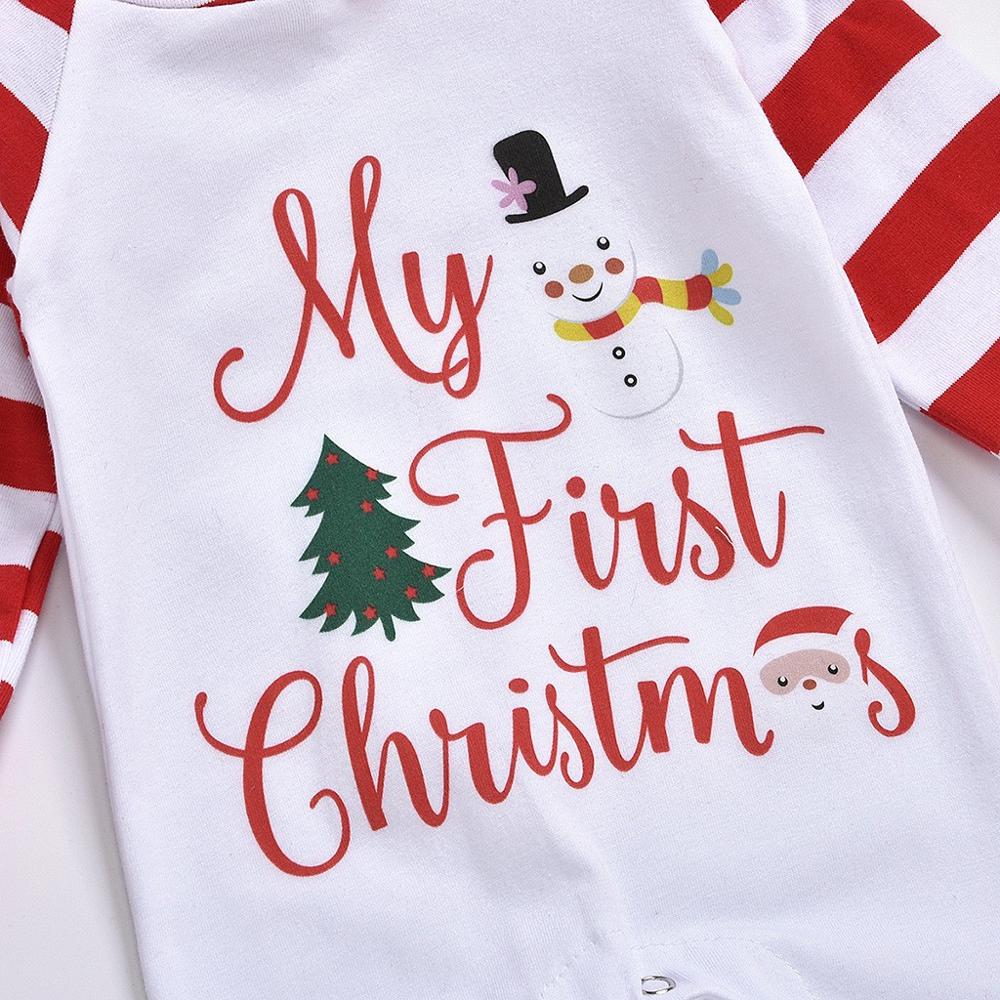 Pelele a rayas con dibujos y letras de Navidad para bebé, niño y niña, mono, ropa de manga larga, traje de invierno para bebé, ropa de Navidad