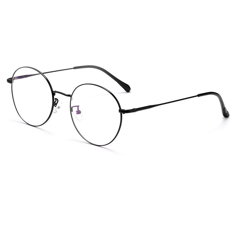 YIMARUILI-gafas redondas ultraligeras Retro β-titanio, montura para miopía, gafas graduadas ópticas, montura para hombres y mujeres 6621X: Negro