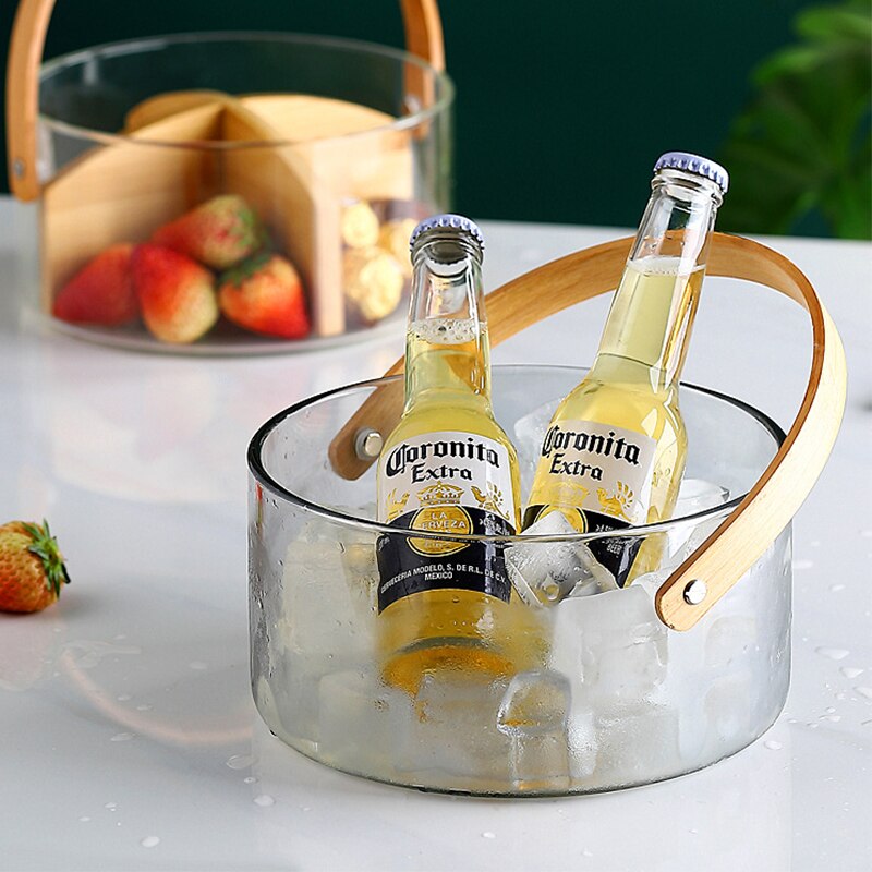 Ice Champagne Bucket Glass ice bucket Wine Chiller Bottle Ice Barrel Cooler Champagne Beer Cold Water Ice Container
