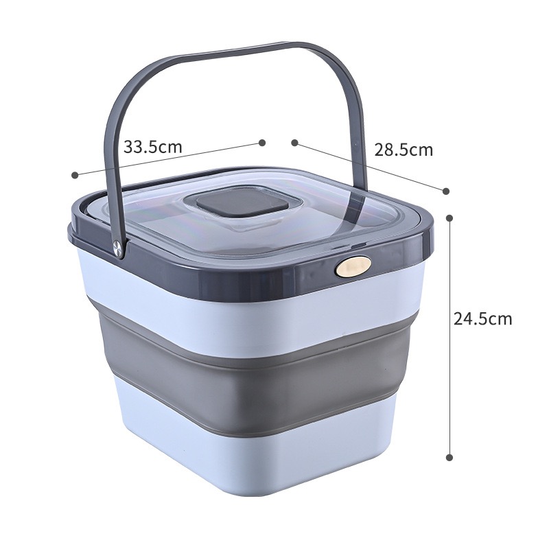 Caja de arroz de gran capacidad de 13L, cubo de almacenamiento de alimentos para mascotas a prueba de humedad, contenedor de almacenamiento de aperitivos de animales sellado plegable para perros y gatos M: Blanco