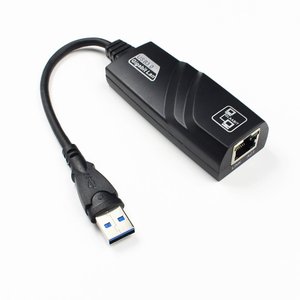 Bærbar tilbehør højhastigheds sort nem installation plug and play usb 3.0 to rj45 gigabit computer transmission hurtig netværksadapter