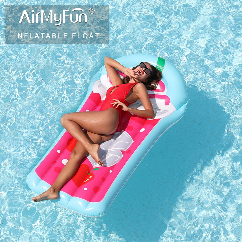 AirMyFun-flotadores de piscina gigantes inflables para adultos, reclinador inflable, balsa, accesorios de juego de agua para jóvenes, estilo de taza de zumo