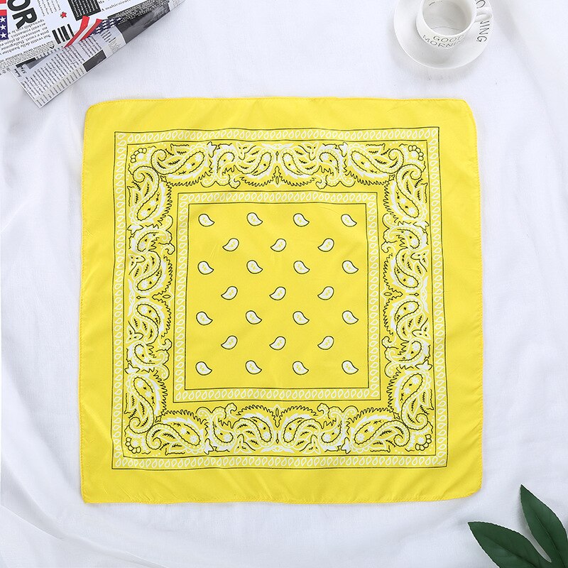 Unisex Cotton Blend Hip Hop Bandana Headwear Hair Band Scarf Neck Wrist Wrap Band Magic Head Square Scarf 55cm*55cm: Yellow