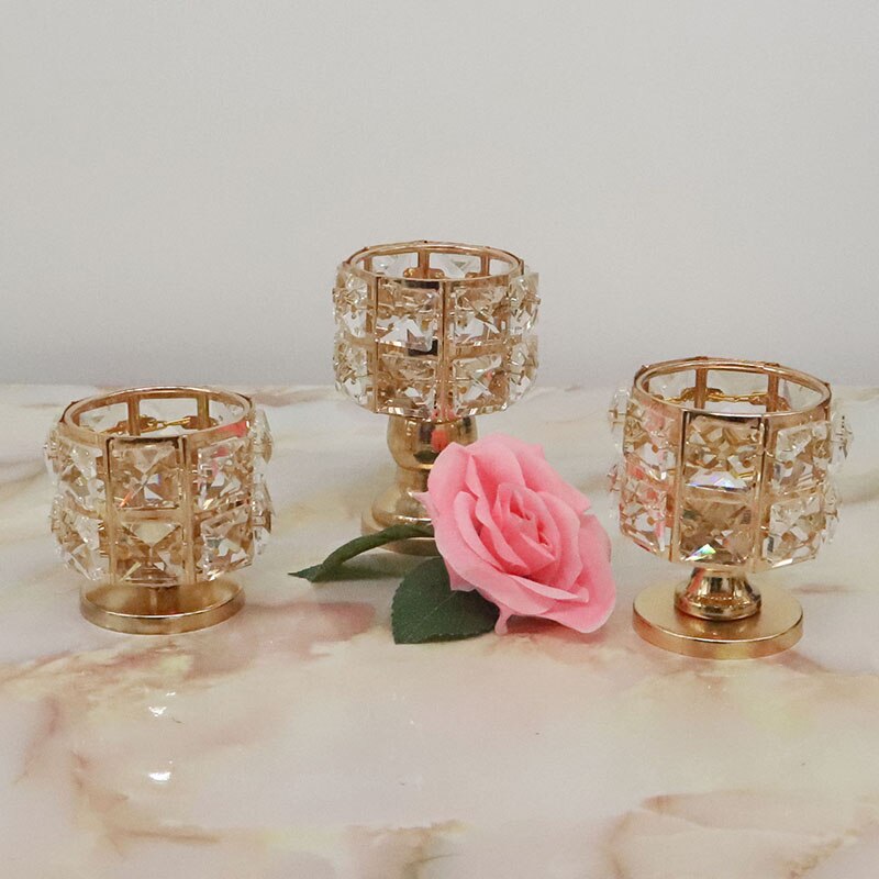 Mini cristal bougeoir or mignon chandelier ornement décoration de mariage centres de Table chandelier pour fête décor à la maison