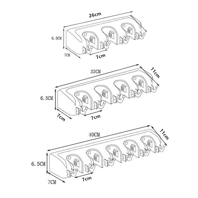 Soporte de plástico ABS para escoba de baño, herramienta mágica para fregona, estante para fregona de cocina, multifuncional, con gancho